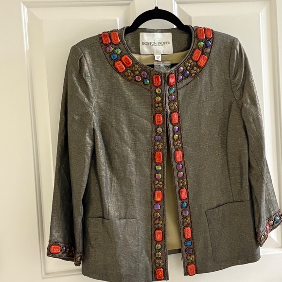Embellished Metallic Trim Jacket – Size 8 - Picture 5 of 6